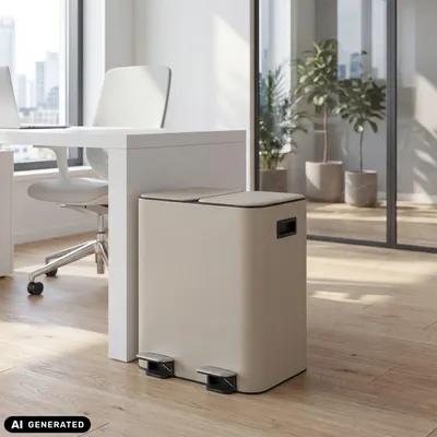 Obrázek produktu pro hjh OFFICE Odpadkový koš 30 litrů Clean 10 Odpadkový koš na třídění odpadu obdélníkový pro kuchyň, kancelář se šlapacím mechanismem 47,5 x 43,0 x 37,5 cm