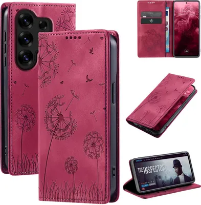 Produktbild von Handyhülle für Samsung Galaxy S26 Ultra RFID Schutz Klapphülle Case Cover Design Blume Pusteblume Schutzhülle Farbe: Magenta