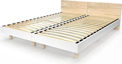 Produktbild von Zwillingsbett Massivholz mit Kopfteil Twin - 80x200 - Naturlack/Weiß