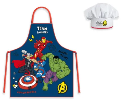 Immagine prodotto di Grembiule da cuoco per bambino con cappello - Vendicatori/Angry