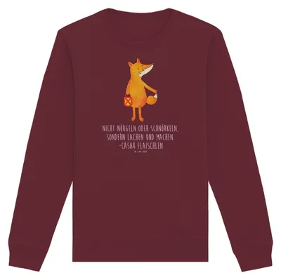 Produktbild von Mr. & Mrs. Panda Bio Sweatshirt Fuchs Laterne Größe L - Burgundy - Geschenk, Pulli, Positiv, Laternenumzug, Sankt Martin, Baumwoll, Pullover, Sweater, Optimistisch