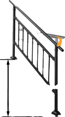 Imagen del producto de Barandilla de hierro forjado, ajustable para varias escaleras, construcción duradera, barra para 4 escalones