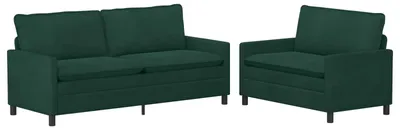 Produktbild von vidaXL Sofa Set 2 stk. Dunkelgrün Samt
