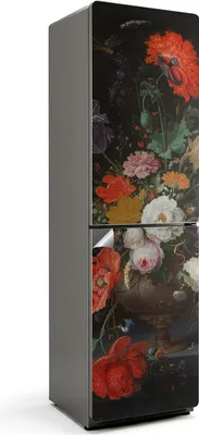Produktbild von Vogel auf einem Zweig mit Blumen – Kühlschrank Aufkleber – Klebefolie Kühlschrank – Kühlschrank Dekor – Kühlschrankfolie selbstklebend – Küchen Dekoration – 60x205 cm