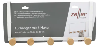 Obrázok produktu pre Zeller Present 13838, Vnútorný, Univerzálny háčik, Biela, Kov, Drevo, Obdĺžnik, 375 mm