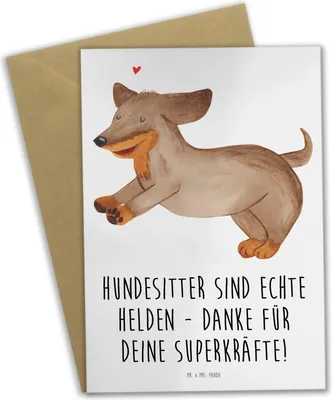 Produktbild von Mr. & Mrs. Panda Grußkarte Hundesitter Helden - Weiß - Geschenk, Bedanken, Liebevoll, Geschenke, Superkräfte, dankeskarten, Dankbarkeit zeigen, Fürsorge, Hundebetreuung