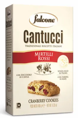 Zdjęcie produktu dla Ciastka z suszonymi jagodami Cantucci Mirtilli Rosii 180g - Falcone