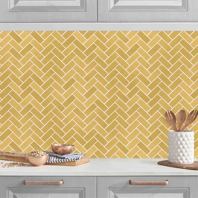 Produktbild von Küchenrückwand mit Motiv selbstklebend - 0.35 mm Wandpaneel wasserfest Design gold Fliesenoptik Spritzschutz fugenlos