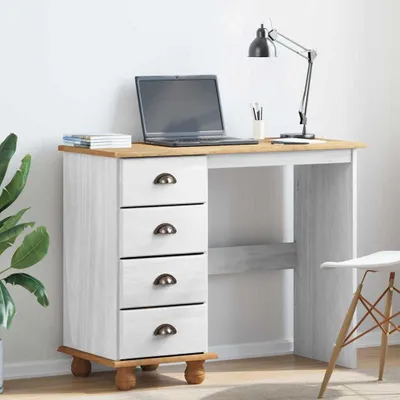 Obrázok produktu pre Maison Exclusive – Písací stôl ASKIM, biely, 95 x 40 x 75 cm, masívne borovicové drevo
