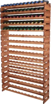 Produktbild von Weinregal VINOTECA FLEX PRO | HxBxT 219x123x28cm | 192 Flaschen auf 16 Ebenen | Massives Kiefernholz | Braun geölt