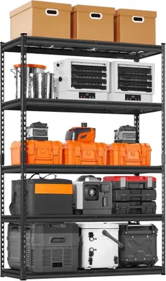 Image de étagère de stockage à 5 niveaux - Étagère de cave pour charges lourdes - Étagère de garage d'une capacité de 1134 kg - Étagère industrielle et domestique
