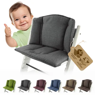 Produktbild von BAMBINIWELT Ersatzbezug, Kissen-Set für Hochstuhl/Kinderstuhl Stokke Tripp Trapp, Sitzverkleinerer dunkelgrau meliert