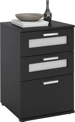 Produktbild von Nachttisch für Boxspringebtt Nachtschrank Nachtkommode MARIKE in schwarz, mit 3 Schubladen