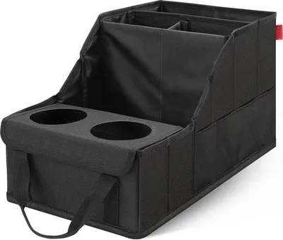 Produktbild von Unyqoos® Auto-Organizer mit 2 Getränkehaltern, 9 Fächer (4 Hauptfächer) – flexibler Sitz‑Organizer für Vor‑ und Rückbank, ideal für Kinderreisen