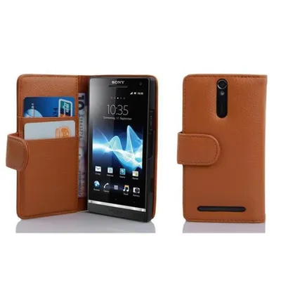 Produktbild von Cadorabo Schutzhülle für Sony Xperia S Hülle in Braun Handyhülle Etui Case Backcover Kunstleder Tasche