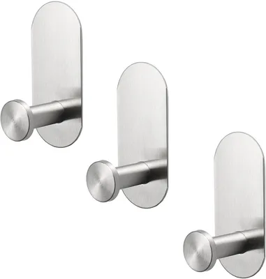 Produktbild von Robuste Klebehaken für Handtücher, wasserdichte Edelstahl-Duschhaken (silber, 3er-Set)