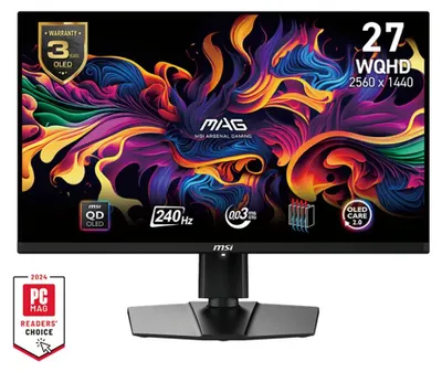 Produktbild von MSI MAG 271QPXDE QD-OLED E2, 67,3 cm (26.5"), 2560 x 1440 Pixel, Wide Quad HD, QD-OLED, 0,03 ms, Schwarz