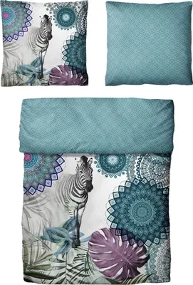 Produktbild von Traumschloss Renforcé Bettwäsche - Zebra Mandalas blau 135 x 200 cm Zebra Mandalas blau