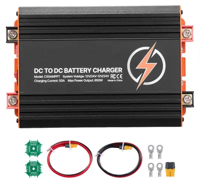 Image de Chargeur de batterie DC-DC SucceBuy avec MPPT 650 W 50 A, amplificateur de charge à double entrée pour panneaux solaires et alternateur, compatible avec les batteries LiFePO4 et au plomb, 12 V/24 V-12 V/24 V, idéal pour les camping-cars et l'alimentation de secours à domicile