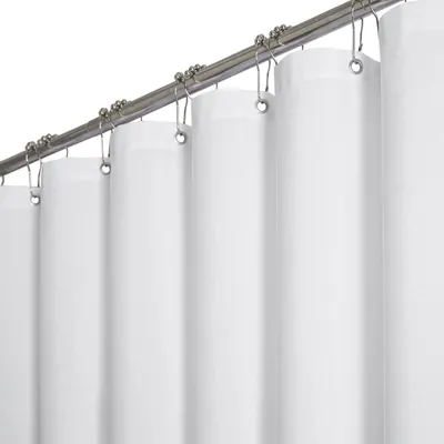 Productafbeelding van Douchegordijn van textiel, 180 x 200 cm, linnenstructuur, schimmelwerend, wasbaar, met 12 plastic haken, waterafstotend, verzwaard voetstuk, polyester, wit