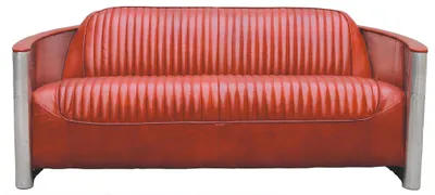 Produktbild von Echtleder Design Vintage Designsofa verdreifachen Aluminium Sofa 3Sitzer Bordaux