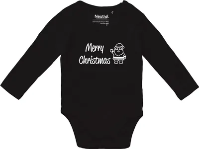 Produktbild von Huuraa Baby Body Merry Christmas Weihnachtsmann 62 Black  Baumwolle Fairtrade Langarmbody Geschenkidee