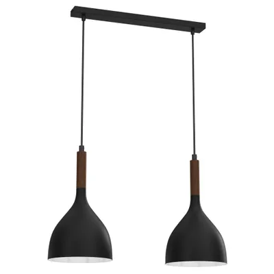 Zdjęcie produktu dla Lampa wisząca Noak wood czarny matowa-ciemne drewno 2xE27x15W metal wym:110x52x17cm IP20 Luminex