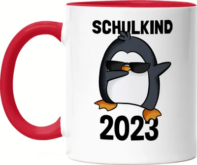 Produktbild von Schulkind 2023 Tasse Rot Einschulung 1. Klasse Pinguin Dab Geschenkidee Grundschule Kindergarten Vorbei