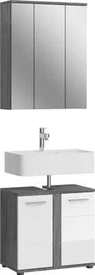 Image de Blake ensemble de meubles de salle de bains B1 blanc brillant, gris.