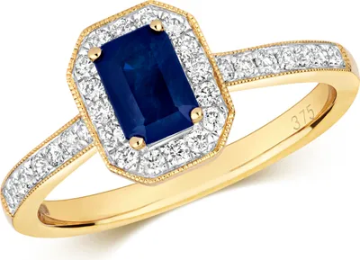 Produktbild von Funkelndes Feuer Raffinierter 9 Karat (375) Gold Cluster Diamant Ring Brillant-Schliff 0.27 Karat HI - I1 mit Saphir, 57 (18.1); TRS292569KYRSP
