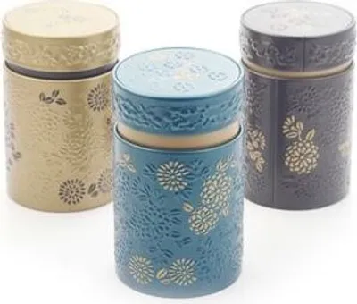 Produktbild von Dose "Yumiko", 150 g rund, 3-fach sortiert, mit Aromaverschluss H 11,7 cm, Ø 7,5 cm