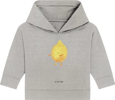 Produktbild von Mr. & Mrs. Panda Organic Baby Hoodie Beste Freunde Zitrone 24. - 36. Monat - Heather Grey - Geschenk, Fehlende Keywords, Kapuzenshirt, Kapuzensweatshirt, Lustige Sprüche