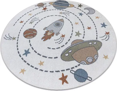 Produktbild von Teppich BONO 8288 Kreis Raum, Planeten creme / anthrazit Mehrfarben rund 140 cm