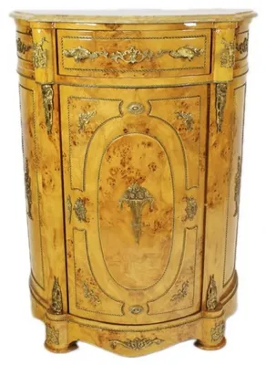 Image de Commode Casa Padrino Empire avec plateau en marbre, imitation bois d'érable à motif "œil de oiseaux", largeur 80 cm, profondeur 40 cm, hauteur 110 cm