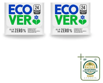 Produktbild von 2 x Ecover All-in-One Zero% Spülmaschinentabs - Vorratspackung - 2 Stücke