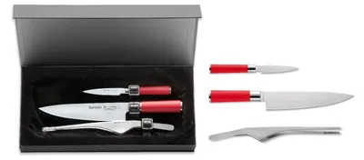 Produktbild von Dick Messerset Red Spirit Küchenmesser Gemüsemesser Büffet-Pinzette X55CrMo14