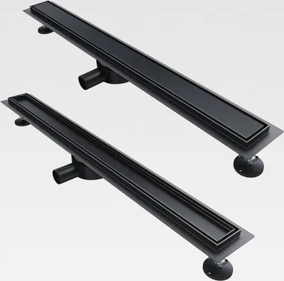 Produktbild von Duschrinne 80 cm Komplettset Schwarz Ablauf 360° Drehbar Duschrinne Extra Flach mit Geruchsstop und Haarsieb 2 in 1 Edelstahl Ablaufrinne Dusche befliesbar