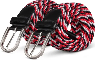 Immagine prodotto di cintura elastica hemmy (confezione da 2) 85cm "rosso/blu/bianco" cintura intrecciata molte varianti - cintura in tessuto elastico cintura elastica senza fori unisex