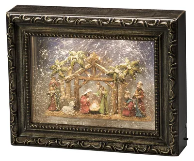 LED-Fotolijst mit Krippe, Wasser gefüllt, Timer, 24,5x5,5x19,5 cm