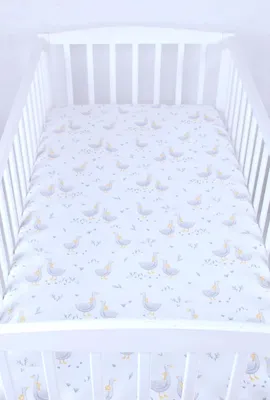 Produktbild von BabyLux Spannbettlaken 70x140 cm – Baumwolle, weich & atmungsaktiv – Spannbetttuch für Babybett & Kinderbett - 131. Gänse