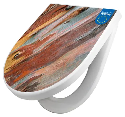 Produktbild von WC Sitz mit Absenkautomatik D Form Motiv Coloured Wood [TDW3 10434]