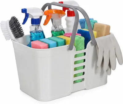 Image de Panier de rangement en plastique, 15,5 x 14,3 x 25,3 cm, compact, pour la cuisine et la salle de bain