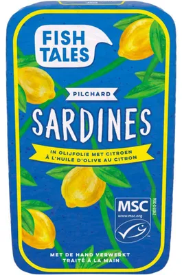 Zdjęcie produktu dla Fish Tales Sardynki w folii oliwnej z cytryną, 120 g - Finezyjne filety z sardynek