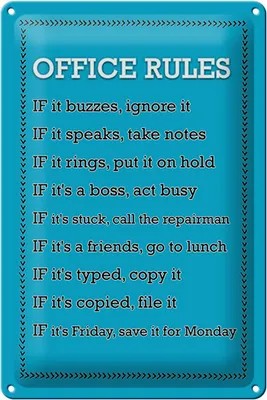 Produktbild von Blechschild Spruch 20x30cm Office Rules Office Regeln