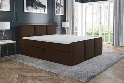 Produktbild von Boxspringbett BRAND 180x200 mit 2 Bettkästen, Bonell-Matratze und Topper. Möbel vom Hersteller- Handarbeit!Bett Komplett-Set mit Matratze,Bettkasten & Kopfteil. Stoff SAVANA. Elegantes Bett mit massives Kopfteil.