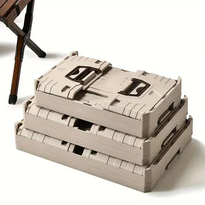 Produktbild von L-Nummer Faltbar Campingbox,mit Rädern/mit Deckel ,Kunststoffbewahrungsbox ,Organizer Klappkiste,Picknick Abenteuer im Freien,Lagerbox,mit Traggriff.