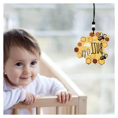 Produktbild von Holz-Bienenstock-Ornament, niedliches Design für rustikale Honig-Heimdekoration