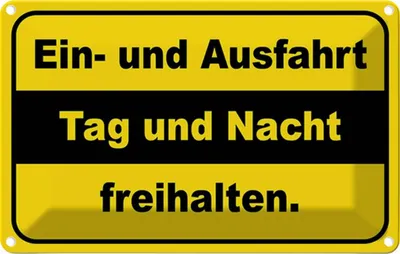 Produktbild von vianmo Blechschild 20x30 cm Ausfahrt Tag Nacht freihalten Dekoration