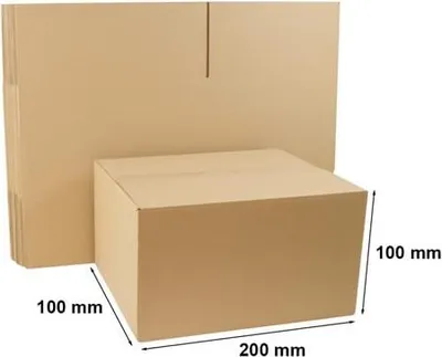 Produktbild von Faltkartons Kartonbox zum Verpacken 200 x 100 x 100 mm, 100 Stück