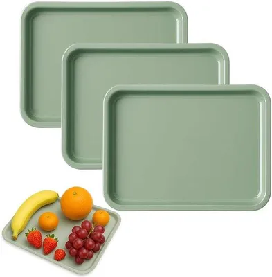 Image de Plateau de service en plastique - Antidérapant - 1 pièce - 24,8 x 17,8 cm - Écologique